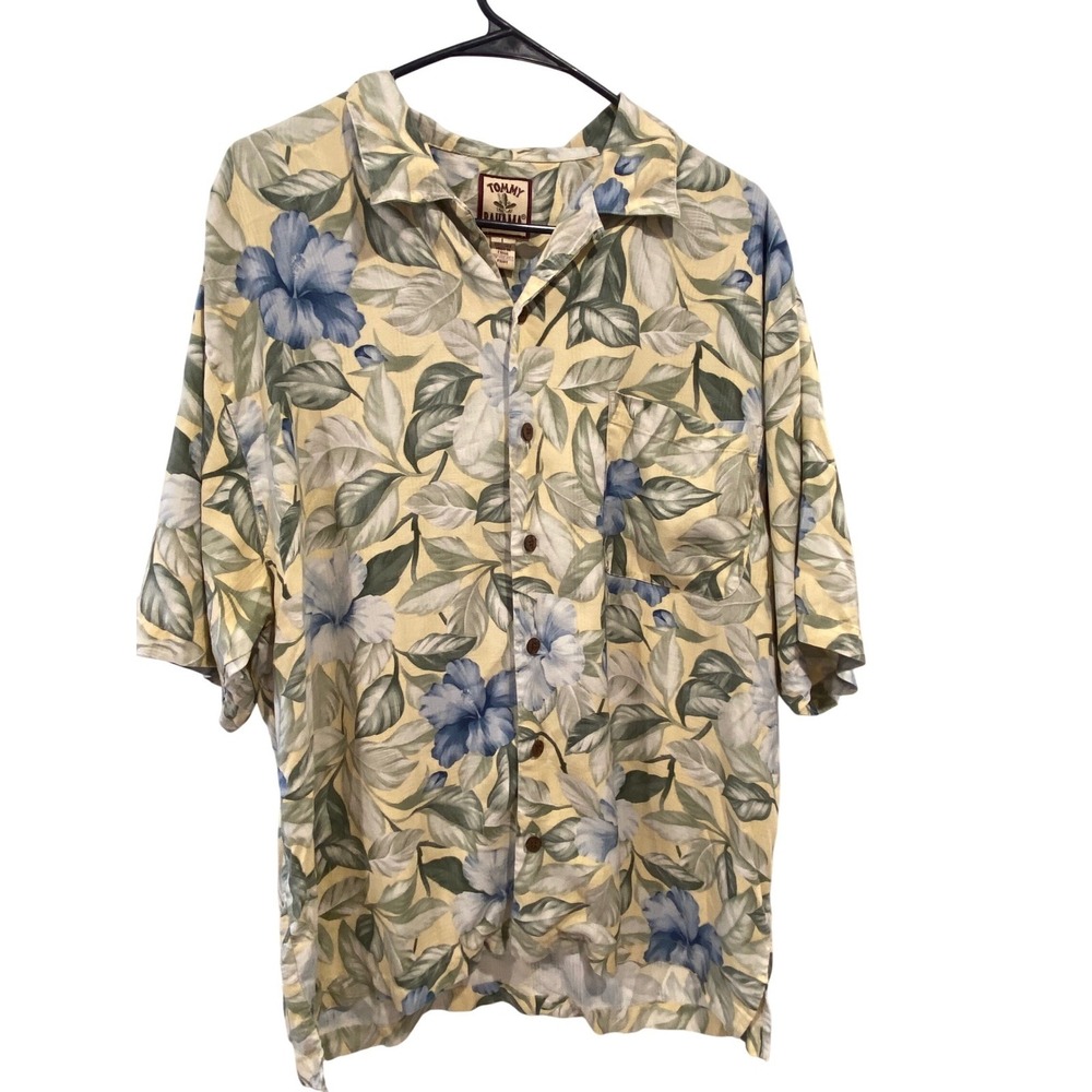 Tommy Bahama Silk Button Up Shirt Men's‎ Size Large Floral Tropical Vacation